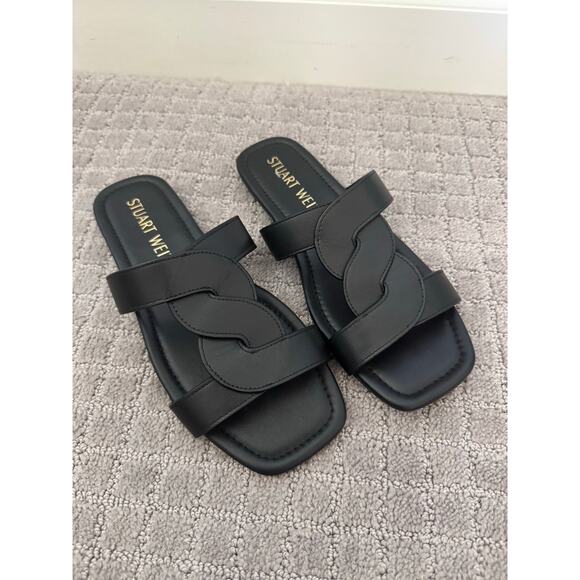 NWOB Stuart Weitzman Ibiza Slide Sandal in Black SZ 8 - Picture 4 of 6